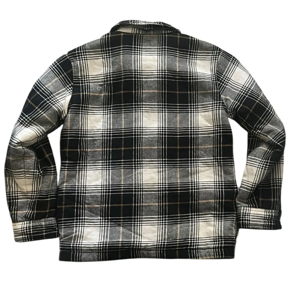 Boys Old Navy Plaid Sherpa-Lined Jacket XL Black White